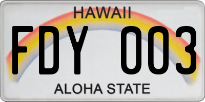 HI license plate FDY003