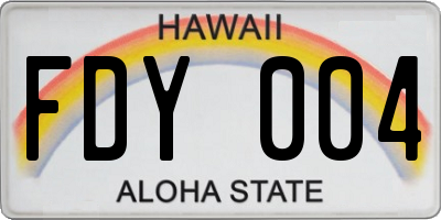 HI license plate FDY004