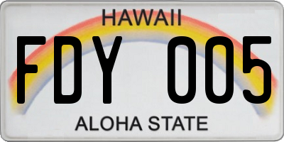 HI license plate FDY005