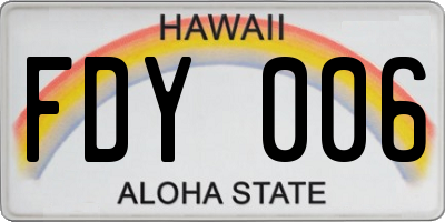 HI license plate FDY006