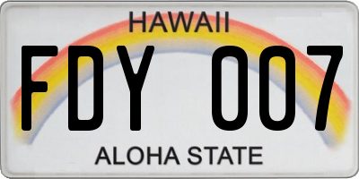 HI license plate FDY007
