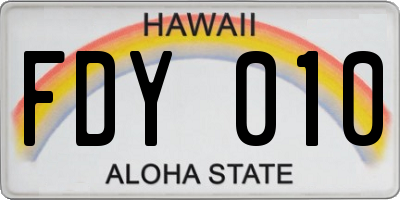 HI license plate FDY010