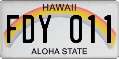 HI license plate FDY011