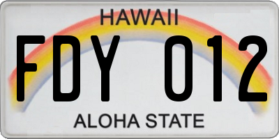 HI license plate FDY012