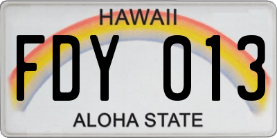 HI license plate FDY013