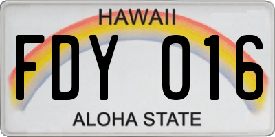 HI license plate FDY016