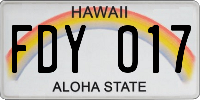 HI license plate FDY017