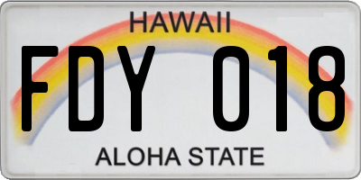 HI license plate FDY018