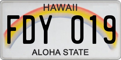 HI license plate FDY019