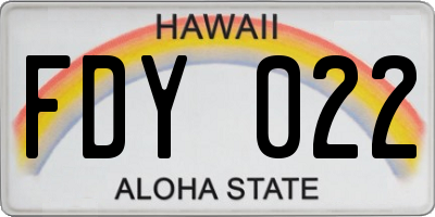 HI license plate FDY022