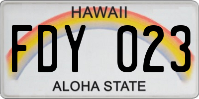 HI license plate FDY023