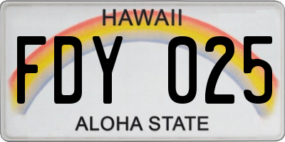 HI license plate FDY025