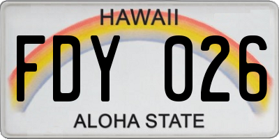 HI license plate FDY026
