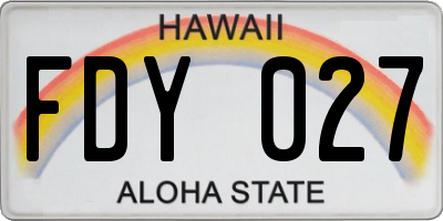HI license plate FDY027