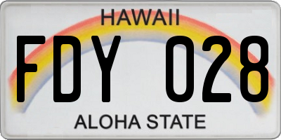 HI license plate FDY028