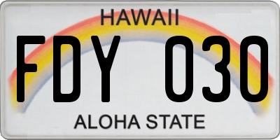 HI license plate FDY030
