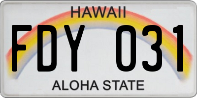 HI license plate FDY031
