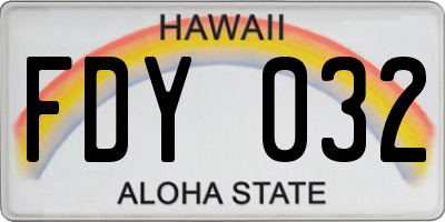 HI license plate FDY032
