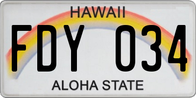 HI license plate FDY034