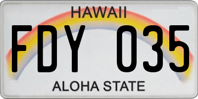 HI license plate FDY035