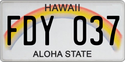 HI license plate FDY037