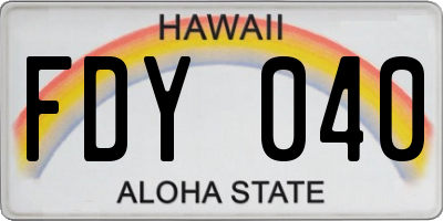 HI license plate FDY040