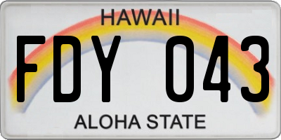 HI license plate FDY043