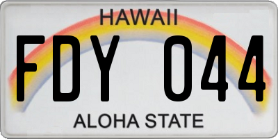 HI license plate FDY044