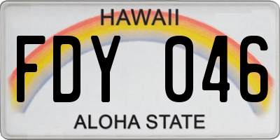 HI license plate FDY046