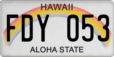 HI license plate FDY053