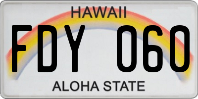 HI license plate FDY060