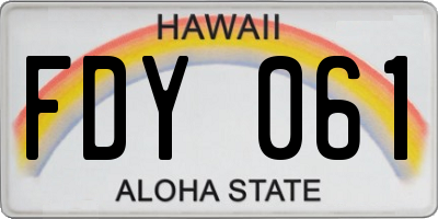 HI license plate FDY061