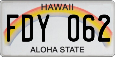 HI license plate FDY062