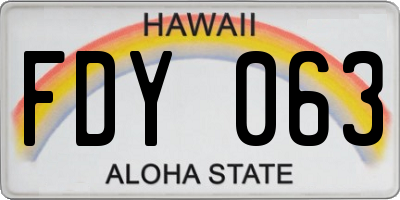 HI license plate FDY063