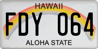 HI license plate FDY064