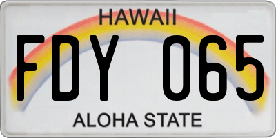 HI license plate FDY065
