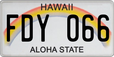 HI license plate FDY066
