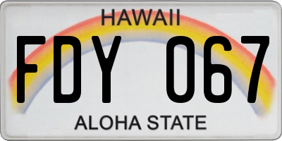 HI license plate FDY067