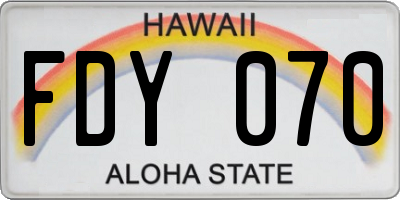 HI license plate FDY070