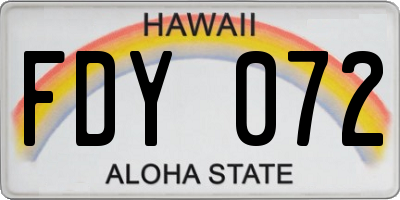 HI license plate FDY072