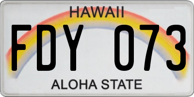 HI license plate FDY073