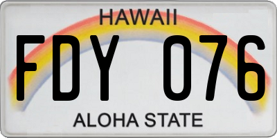 HI license plate FDY076