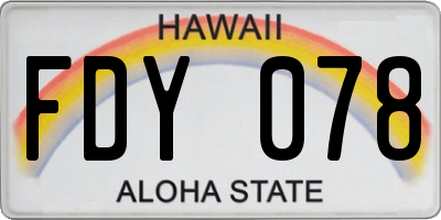 HI license plate FDY078