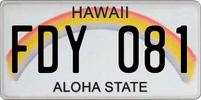 HI license plate FDY081
