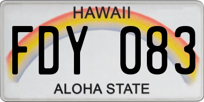 HI license plate FDY083