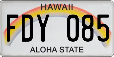 HI license plate FDY085