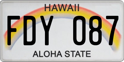 HI license plate FDY087