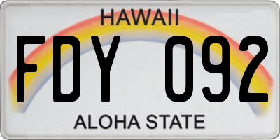 HI license plate FDY092