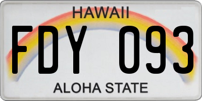 HI license plate FDY093