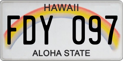 HI license plate FDY097